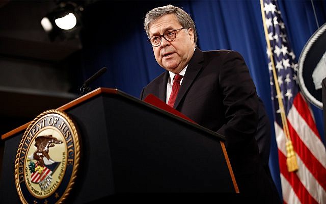 Attorney General William Barr speaks about the release of a redacted version of special counsel Robert Mueller's report during a news conference at the Department of Justice in Washington., April 18, 2019. (AP Photo/Patrick Semansky) Attorney General William Barr speaks about the release of a redacted version of special counsel Robert Mueller's report during a news conference at the Department of Justice in Washington., April 18, 2019. (AP Photo/Patrick Semansky)