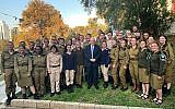 President Reuven Rivlin celebrates the Passover holiday with IDF lone soldiers, April 19, 2019. (Courtesy)