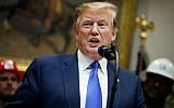 President Donald Trump delivers remarks during an event in the Roosevelt Room of the White House, April 12, 2019. (AP Photo/Evan Vucci)