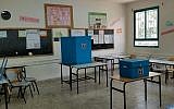 Voting booth in Iksal, an Arab town near Nazareth, on April 9, 2019. (Adam Rasgon/ Times of Israel)
