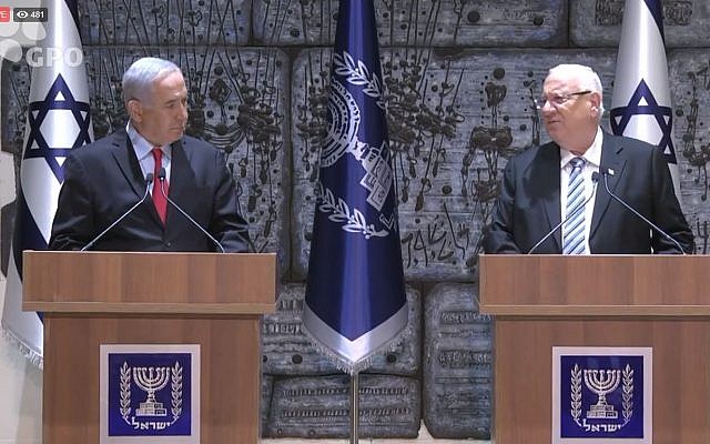Prime Minister Benjamin Netanyahu (left) and President Reuven Rivlin, April 17, 2019. (Courtesy, GPO)