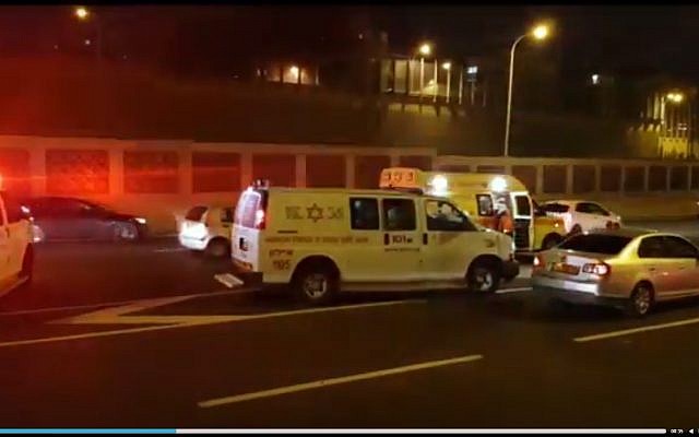 The scene of a suspected hit-and-run in Jerusalem on April 21, 2019. (screen capture: Ynet)