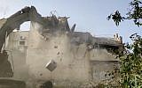 Israeli forces demolish the West Bank home of a Palestinian terrorist who killed a rabbi and an IDF soldier in a shooting spree, April 24, 2019 (IDF Spokesperson's Unit)