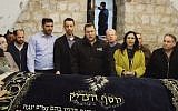 Incoming Knesset members pray at Joseph's Tomb near Nablus, West Bank Samaria Regional Council head Yossi Dagan (C) Likud's Eti Atia (3rd R) Likud's Uzi Dayan (R) Likud's Ariel Kallner (5th L), Union of Right-Wing Parties incoming MK Idit Silman, on April 24, 2019 (Screen grab via Twitter)