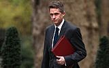 In this photo from April 2, 2019, Britain's  then Defense Secretary Gavin Williamson arrives at Downing Street in London for a cabinet meeting. (Adrian Dennis/AFP)