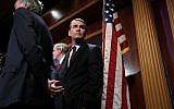 In this file photo taken on March 27, 2019, US Senator Michael Bennet listens during a news conference on climate change at the US Capitol in Washington, DC. (ALEX WONG / GETTY IMAGES NORTH AMERICA / AFP)