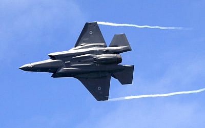 An Israeli Air Force F-35 fighter jet performs during an air show over Tel Aviv on May 9, 2019, as Israel marks its 71st Independence Day. (Jack Guez/AFP)