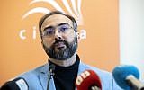 Arab pro-democracy activist, author and blogger Iyad el-Baghdadi attends a press conference in Oslo on May 13, 2019. (Ryan KELLY / NTB Scanpix / AFP)