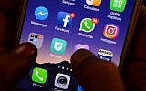 Phone apps for Facebook, Instagram, WhatsApp, among other social networks on a smartphone in Chennai, India, on March 22, 2018. (Arun Sankar/AFP/File)