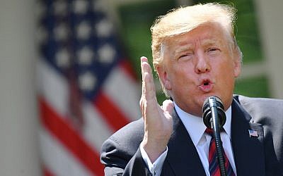 US President Donald Trump gestures as he delivers remarks on immigration at the Rose Garden of the White House in Washington, DC on May 16, 2019. (MANDEL NGAN / AFP)