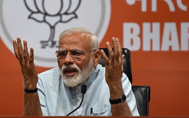 Indian Prime Minister Narendra Modi takes part in a press conference in New Delhi on May 17, 2019.  (MONEY SHARMA / AFP)