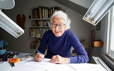 In this file photo from  June 12, 2018, German-born British author and illustrator Judith Kerr, poses for a photograph at her home in west London on June 12, 2018. (Tolga Akmen/AFP)