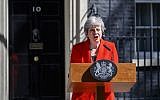 Britain's Prime Minister Theresa May announces her resignation outside 10 Downing Street in London on May 24, 2019. (Tolga Akmen/AFP)