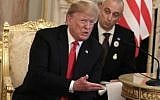 US President Donald Trump speaks during a bilateral meeting with Japan's Prime Minister Shinzo Abe (not pictured) at Akasaka Palace in Tokyo on May 27, 2019. (Eugene Hoshiko / POOL / AFP)