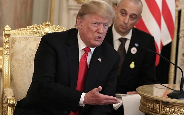 US President Donald Trump speaks during a bilateral meeting with Japan's Prime Minister Shinzo Abe (not pictured) at Akasaka Palace in Tokyo on May 27, 2019. (Eugene Hoshiko / POOL / AFP) US President Donald Trump speaks during a bilateral meeting with Japan's Prime Minister Shinzo Abe (not pictured) at Akasaka Palace in Tokyo on May 27, 2019. (Eugene Hoshiko / POOL / AFP)
