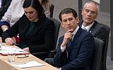 Austrian Chancellor Sebastian Kurz (2ndR) and Interior Minister Eckart Ratz (R) listen to speeches head of a confidence vote on May 27, 2019 in Vienna following the fallout from the "Ibiza-gate" scandal that toppled his coalition with the far-right. (ALEX HALADA / AFP)
