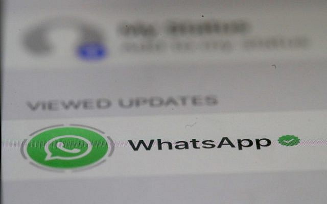 The WhatsApp messaging app is displayed on an iPhone on May 14, 2019, in San Anselmo, California. (Justin Sullivan/Getty Images) The WhatsApp messaging app is displayed on an iPhone on May 14, 2019, in San Anselmo, California. (Justin Sullivan/Getty Images)