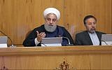 President Hassan Rouhani (left) at a meeting of the Iranian cabinet, May 29, 2019. (Iran President official website)