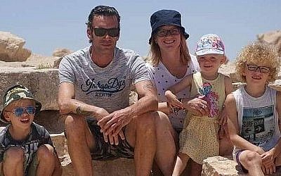Raymond and Mirjam Reijnen and their three young children, immigrants from the Netherlands, whose home in the Sha'ar Hanegev Regional Council was struck by a rocket fired from Gaza on May 4, 2019. (Facebook)