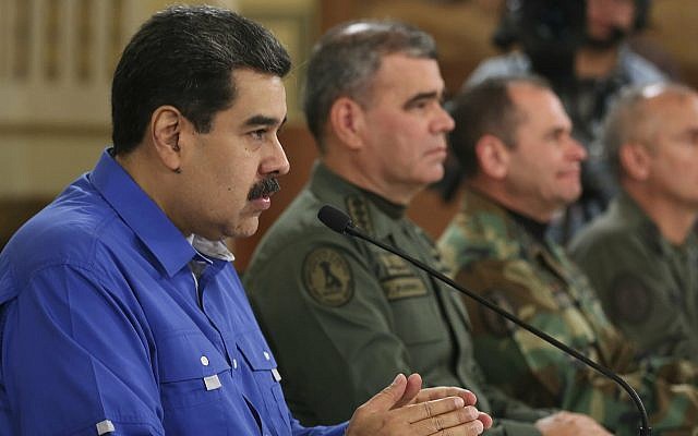 Venezuela's President Nicolas Maduro during a televised national message at Miraflores Presidential Palace in Caracas, Venezuela, April 30, 2019. (Miraflores Press Office via AP) Venezuela's President Nicolas Maduro during a televised national message at Miraflores Presidential Palace in Caracas, Venezuela, April 30, 2019. (Miraflores Press Office via AP)
