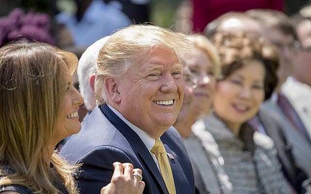 US President Donald Trump and First Lady Melania Trump, left, smile during a one year anniversary event for her Be Best initiative in the Rose Garden of the White House, May 7, 2019, in Washington. (AP Photo/Andrew Harnik) US President Donald Trump and First Lady Melania Trump, left, smile during a one year anniversary event for her Be Best initiative in the Rose Garden of the White House, May 7, 2019, in Washington. (AP Photo/Andrew Harnik)