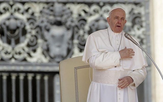 File: Pope Francis does the sign of the cross during his weekly general audience, in St. Peter's Square, at the Vatican, May 8, 2019. (AP Photo/Alessandra Tarantino) File: Pope Francis does the sign of the cross during his weekly general audience, in St. Peter's Square, at the Vatican, May 8, 2019. (AP Photo/Alessandra Tarantino)