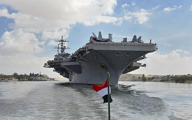 US aircraft carrier pᴀsses through Suez Canal on way to Gulf amid Iran tensions | The Times of Israel