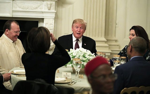 President Donald Trump joins an iftar dinner, which breaks a daylong fast, celebrating Islam's holy month of Ramadan, in the State Dining Room of the White House in Washington, Monday, May 13, 2019. (AP Photo/Manuel Balce Ceneta) President Donald Trump joins an iftar dinner, which breaks a daylong fast, celebrating Islam's holy month of Ramadan, in the State Dining Room of the White House in Washington, Monday, May 13, 2019. (AP Photo/Manuel Balce Ceneta)