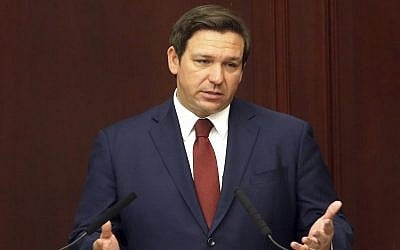 Florida Gov. Ron Desantis gives his State of the State address on the first day of the legislative session, March 5, 2019, in Tallahassee, Florida. (AP Photo/Steve Cannon, File)