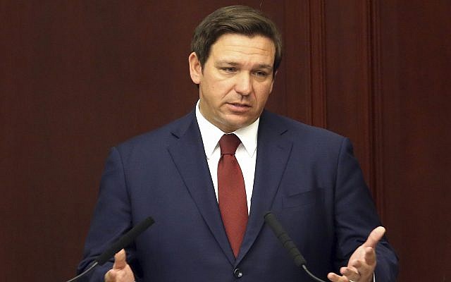 Florida Gov. Ron Desantis gives his State of the State address on the first day of the legislative session, March 5, 2019, in Tallahassee, Florida. (AP Photo/Steve Cannon, File) Florida Gov. Ron Desantis gives his State of the State address on the first day of the legislative session, March 5, 2019, in Tallahassee, Florida. (AP Photo/Steve Cannon, File)