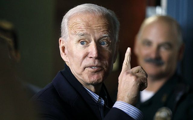 In this May 13, 2019, photo, former US vice president and Democratic presidential candidate Joe Biden speaks to a supporter during a campaign stop at the Community Oven restaurant in Hampton, New Hampshire. (AP Photo/Michael Dwyer, File) In this May 13, 2019, photo, former US vice president and Democratic presidential candidate Joe Biden speaks to a supporter during a campaign stop at the Community Oven restaurant in Hampton, New Hampshire. (AP Photo/Michael Dwyer, File)