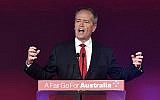 Opposition leader Bill Shorten speaks at the launch of Labor's federal election campaign at the Brisbane Convention and Exhibition Centre in Brisbane, May 5, 2019. (Darren England/AAP Image via AP)