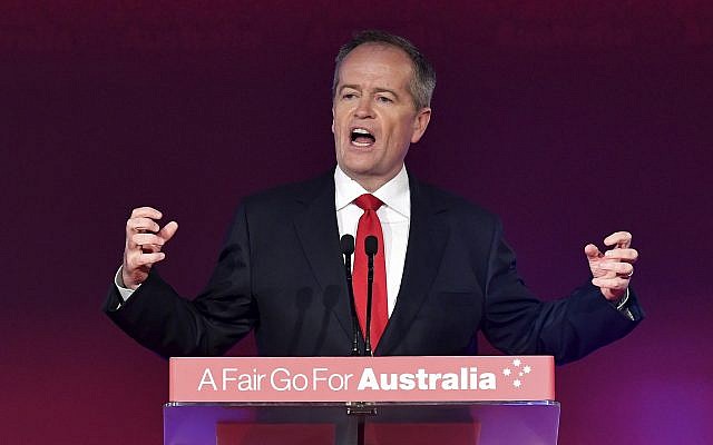 Opposition leader Bill Shorten speaks at the launch of Labor's federal election campaign at the Brisbane Convention and Exhibition Centre in Brisbane, May 5, 2019. (Darren England/AAP Image via AP) Opposition leader Bill Shorten speaks at the launch of Labor's federal election campaign at the Brisbane Convention and Exhibition Centre in Brisbane, May 5, 2019. (Darren England/AAP Image via AP)