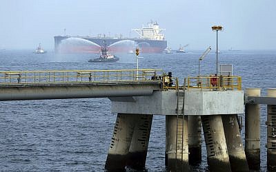 In this Sept. 21, 2016 photo, an oil tanker approaches to the new Jetty during the launch of the new $650 million oil facility in Fujairah, United Arab Emirates (AP Photo/Kamran Jebreili)