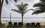 In this May 10, 2019, photo, lounge chairs lie on a deserted beach in Hikkaduwa, Sri Lanka (AP Photo/Eranga Jayawardena)