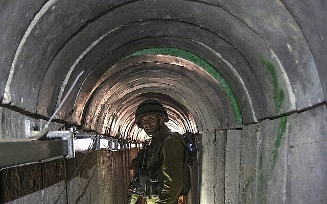 Illustrative: A Hamas tunnel from Gaza to Israel, 2014. (AP Photo/Jack Guez, Pool)