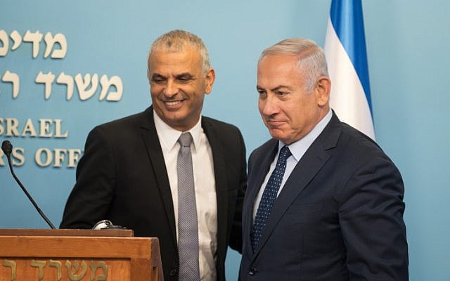 Prime Minister Benjamin Netanyahu with Finance Minister Moshe Kahlon during a press conference at the Prime Minister's Office in Jerusalem on October 9, 2018. (Hadas Parush/Flash90) Prime Minister Benjamin Netanyahu with Finance Minister Moshe Kahlon during a press conference at the Prime Minister's Office in Jerusalem on October 9, 2018. (Hadas Parush/Flash90)