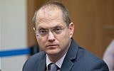 Yisrael Beytenu MK Oded Forer seen during a faction meeting in the Knesset, on December 31, 2018. (Noam Revkin Fenton/Flash90)