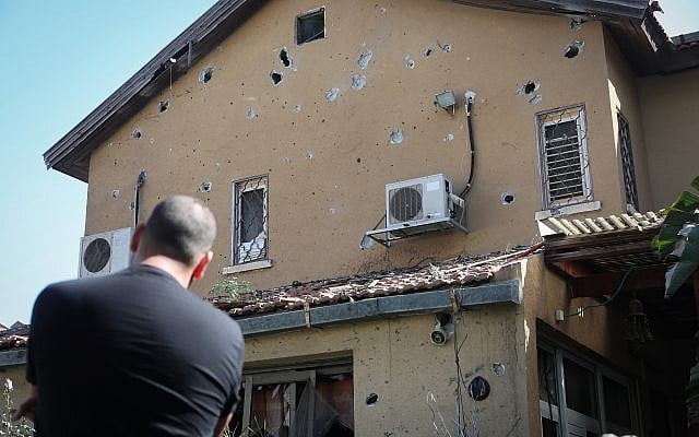 The house of Moshe Agadi, 58, killed from shrapnel wounds after his house was hit by a rocket fired from the Gaza Strip in Ashkelon, southern Israel on May 5, 2019. (Noam Rivkin Fenton/Flash90) The house of Moshe Agadi, 58, killed from shrapnel wounds after his house was hit by a rocket fired from the Gaza Strip in Ashkelon, southern Israel on May 5, 2019. (Noam Rivkin Fenton/Flash90)