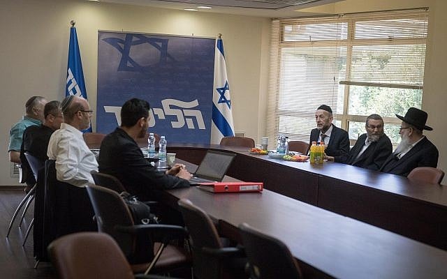 Members of the Likud and United Torah Judaism parties hold coalition negotiations at the Knesset on May 20, 2019. (Hadas Parush/Flash90) Members of the Likud and United Torah Judaism parties hold coalition negotiations at the Knesset on May 20, 2019. (Hadas Parush/Flash90)