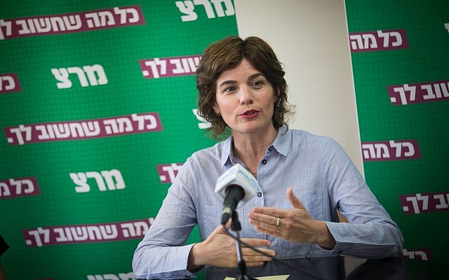 Then-Meretz party leader MK Tamar Zandberg at a faction meeting at the Knesset, on May 27, 2019. (Yonatan Sindel/Flash90) Then-Meretz party leader MK Tamar Zandberg at a faction meeting at the Knesset, on May 27, 2019. (Yonatan Sindel/Flash90)