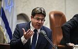 Likud MK Ofir Akunis speaks at the Knesset, on May 20, 2019. (Noam Revkin Fenton/Flash90)