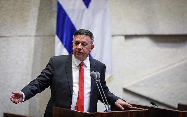 Labor Party leader Avi Gabbay at a discussion on a bill to dissolve the parliament, at the Knesset, in Jerusalem on May 29, 2019. (Noam Revkin Fenton/Flash90) Labor Party leader Avi Gabbay at a discussion on a bill to dissolve the parliament, at the Knesset, in Jerusalem on May 29, 2019. (Noam Revkin Fenton/Flash90)