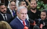 Prime Minister Benjamin Netanyahu speaks to the media at the Knesset in Jerusalem on May 29, 2019. Netanyahu forced the dissolution of the Knesset that night, after it became clear that he was unable to win the support of Avigdor Liberman and thus could not form a majority coalition. (Yonatan Sindel/Flash90)