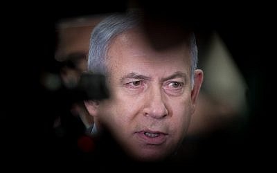 Prime Minister Benjamin Netanyahu speaks to the media at the Knesset in Jerusalem on May 29, 2019. Netanyahu forced the dissolution of the Knesset that night, after it became clear that he was unable to win the support of Avigdor Liberman and thus could not form a majority coalition. (Yonatan Sindel/Flash90)
