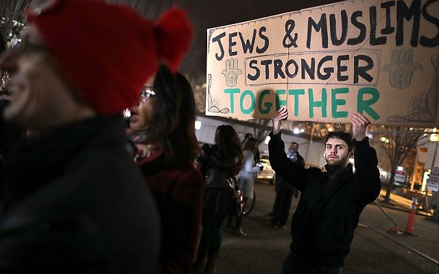 About 60 demonstrators gather outside the White House to protest the anti-Muslim policy proposals of President-elect Donald Trump. (Chip Somodevilla/Getty Images) About 60 demonstrators gather outside the White House to protest the anti-Muslim policy proposals of President-elect Donald Trump. (Chip Somodevilla/Getty Images)