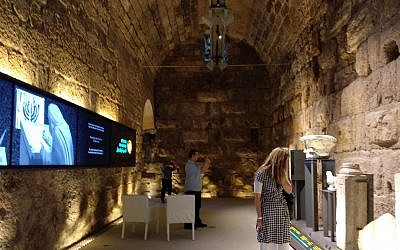 One of the rooms at the new King Herod's Vaults Visitor Center, which opened at the Caesarea National Park on May 29, 2019.  (Melanie Lidman/Times of Israel)
