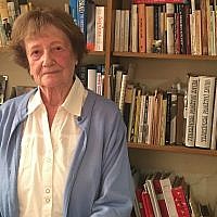 Auschwitz survivor Dita Kraus, number 73305, at her home in Netanya. (Courtesy)