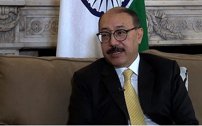 Screen capture from video of India's ambassador to the US, Harsh Vardhan Shringla. (YouTube)
