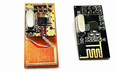 Nano Dimension manufactures electronic products using 3D printing. The image compares a 3D-printed transceiver, right, with-a-traditional-transceiver (Courtesy)